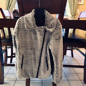 Black & White Faux Fur Women’s Moto Jacket